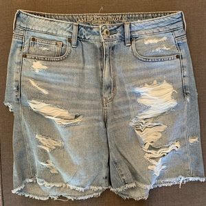 American Eagle mid thigh distressed denim shorts